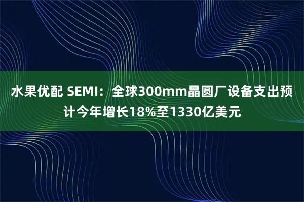 水果优配 SEMI：全球300mm晶圆厂设备支出预计今年增长18%至1330亿美元